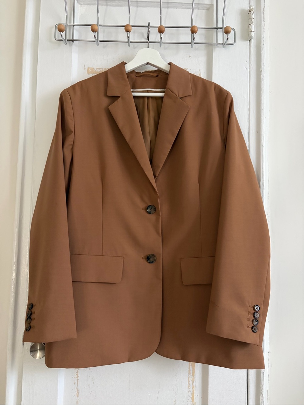 COS Camel Single-Breasted  Wool Blazer